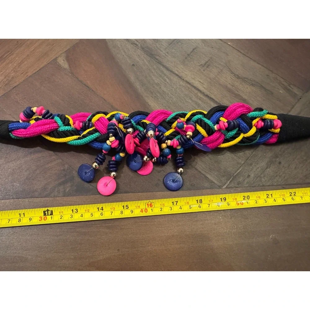 Vintage 80's Women's Beaded Stretch Boho Belt 31